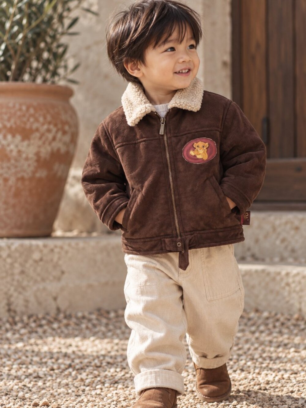 Vintage Disneyland Paris Lion King Simba Brown Sherpa Jacket Kids Disney